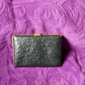 Ostrich embossed snap purse